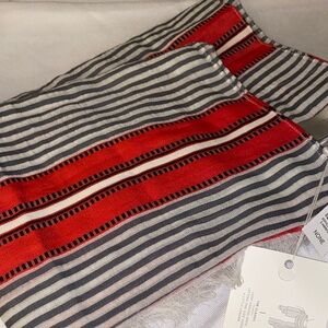 Y2K LOFT Ann Taylor Tassel plaid Red and Gray Striped Scarf boho classic chic